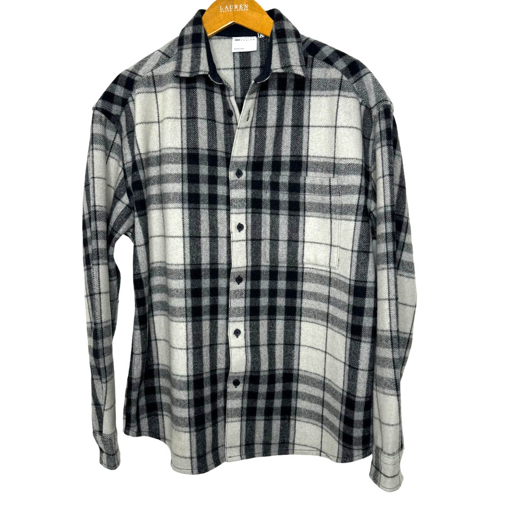 Asos grey plaid‎ wool shacket/shirt